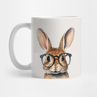 Watercolor Portrait Cute Rabbit With Glasses Mug